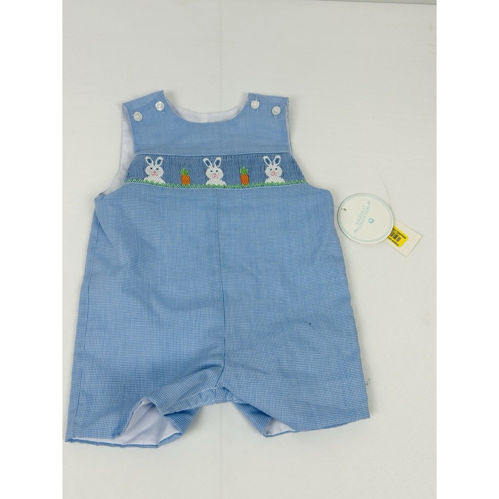 Edgehill Collection Baby 6M Blue Jumper Easter Rabbits Carrots Blue